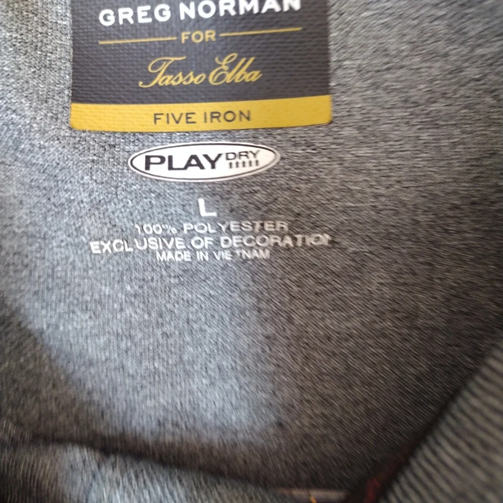 Greg‎ Norman Polo Shirt Men Large Gray Golf Short Sleeves Logo Sporty Casual